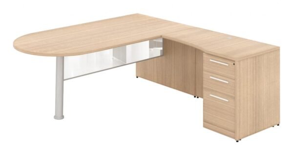 43075 l shaped peninsula desk with glass modesty panel 1