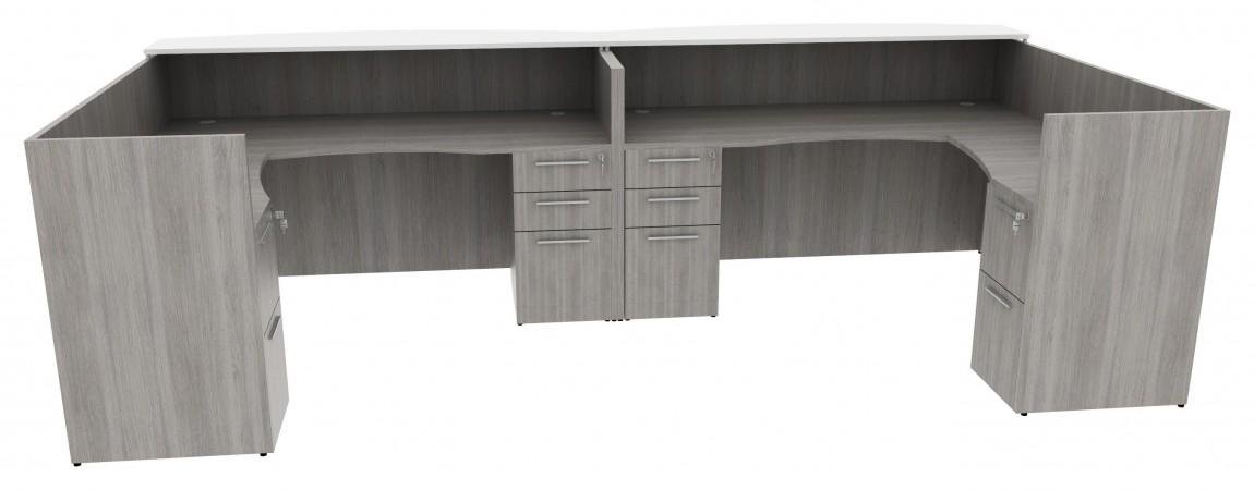 74611 2 person reception desk with glass transaction counter 5