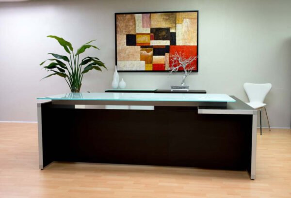 13144 executive l shaped desk with drawers and glass desktop 3