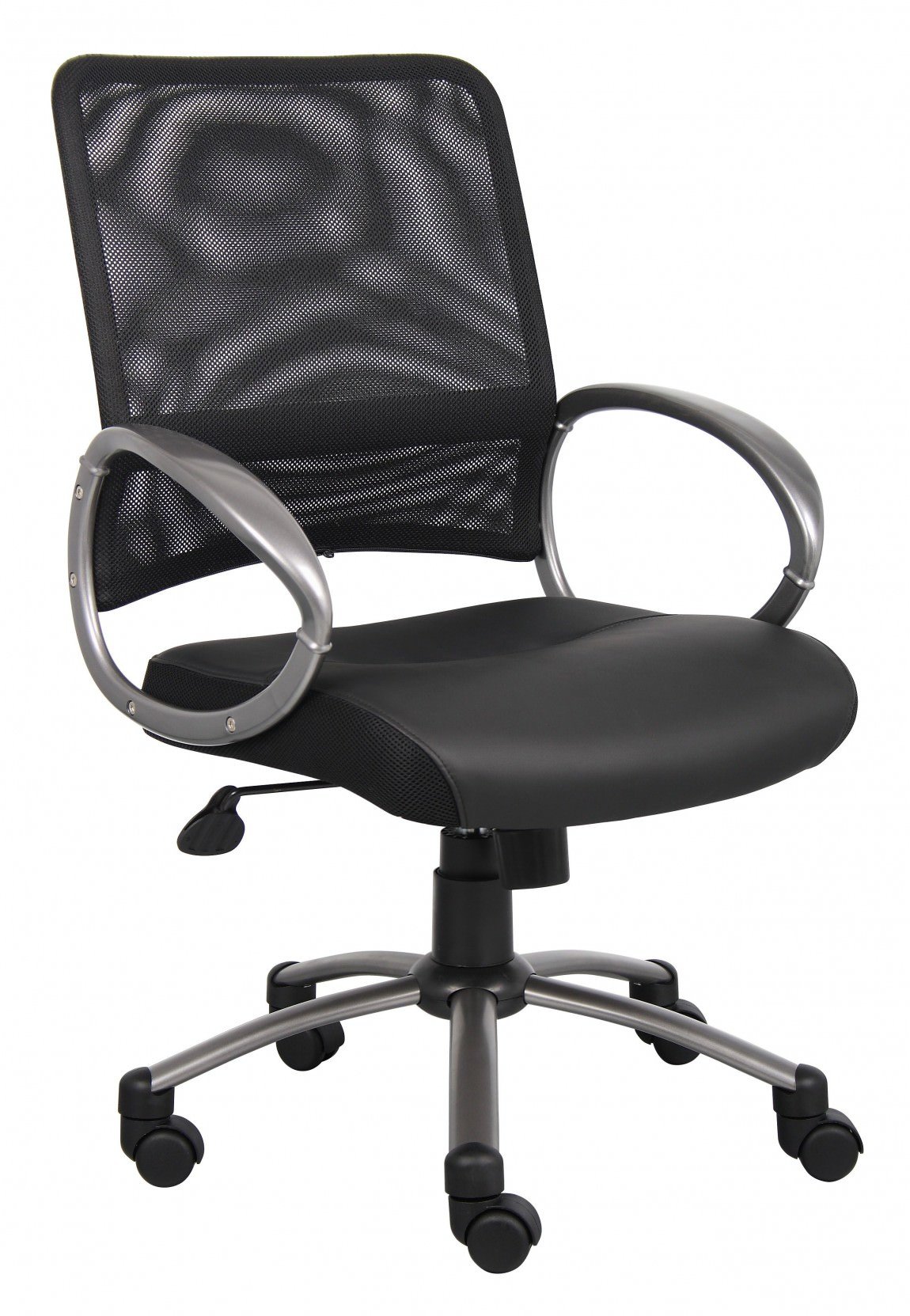 19347 mesh back office chair with leather seat 1