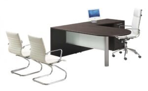 24920 l shaped peninsula desk with glass modesty panel 1