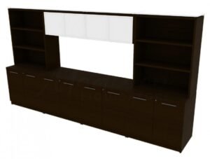 74643 credenza wall unit with bookcases and hutch 1