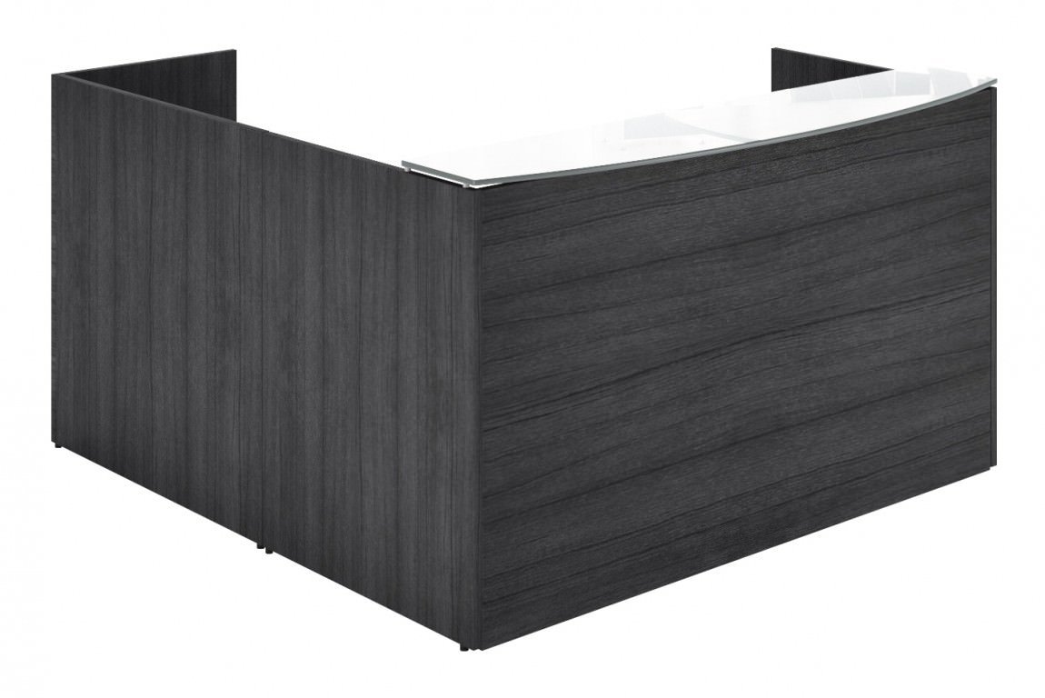 8649 l shaped reception desk with white glass transaction counter 4