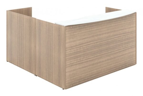 8649 l shaped reception desk with white glass transaction counter 5