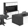 8886 bow executive desk set with storage cabinet and round table 1