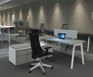 HQ Ergo Open Benching Desk w/ Low Cabinetry Return