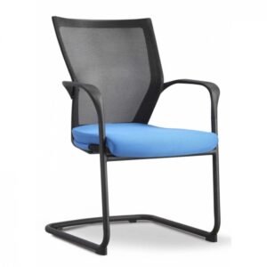 Stacking Guest Chair with Blue Seat Cover