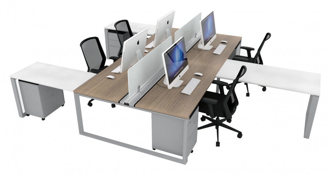 4 Person Workstation with Privacy Panels-