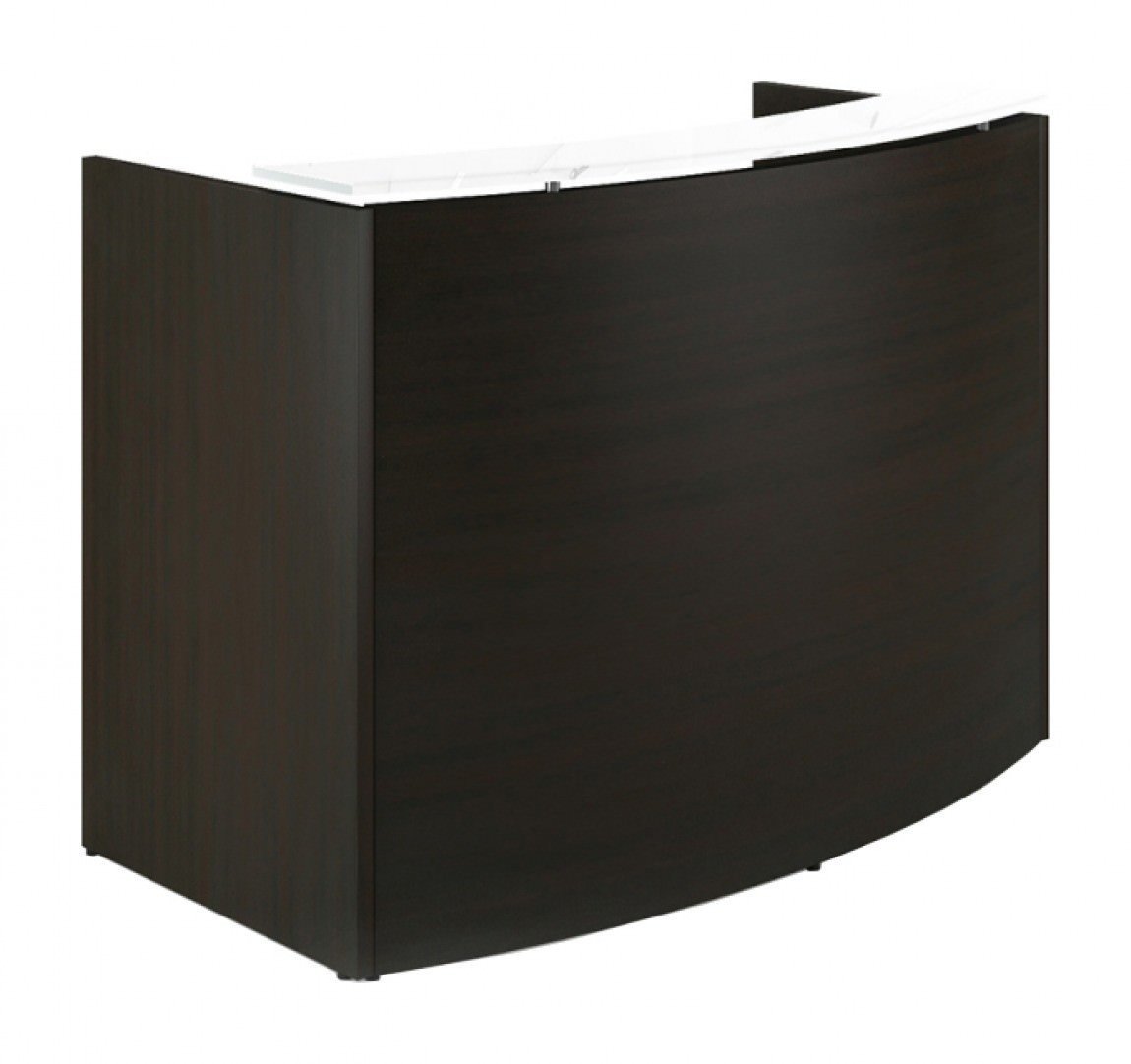 Curved Reception Desk with Glass Transaction Counter