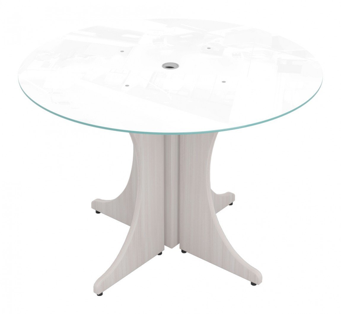 Round Conference Table with Glass Top