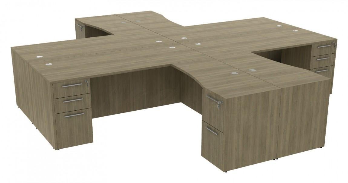 4 Person Desk with Drawers