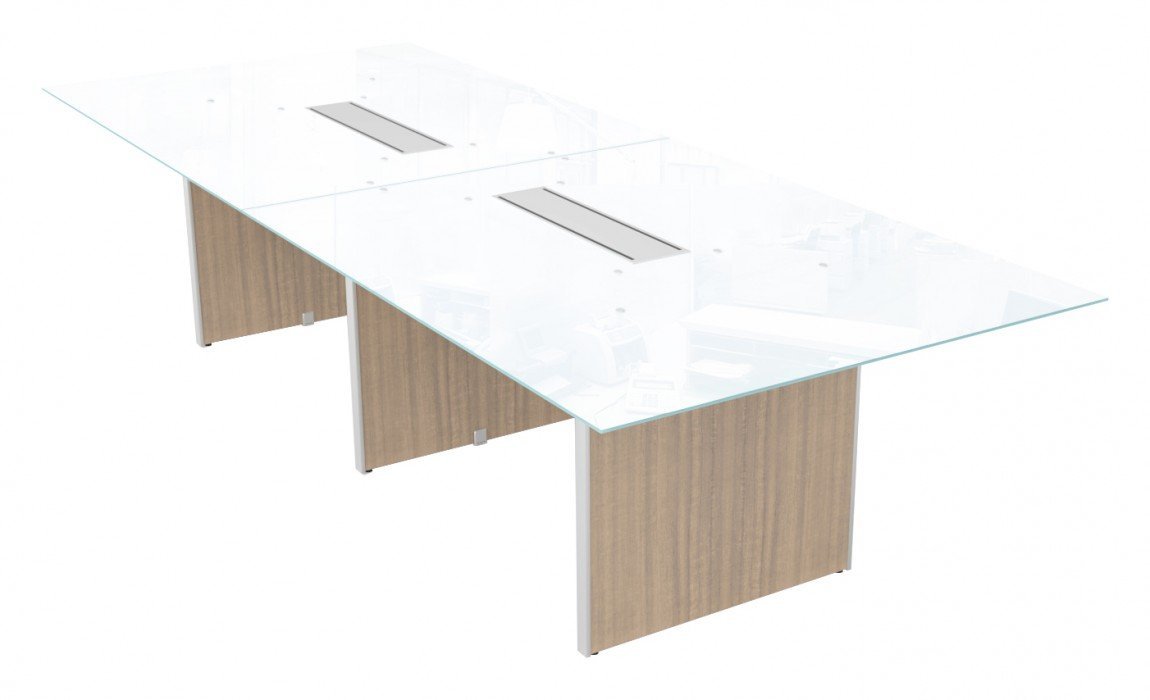 Glass Conference Table with Laminate Base-