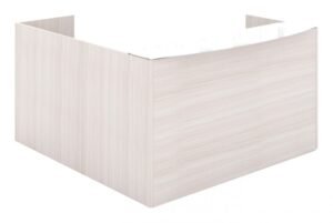 L Shaped Reception Desk with White Glass Transaction Counter