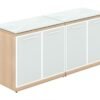 OC Office Furniture | Credenza Storage Cabinet with White Glass Doors and Top