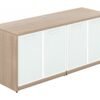 OC Office Furniture | Credenza Storage Cabinet with White Glass Doors