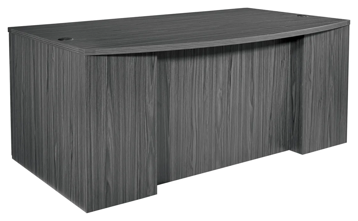 20436 double pedestal bow front desk with stepped modesty panel 2
