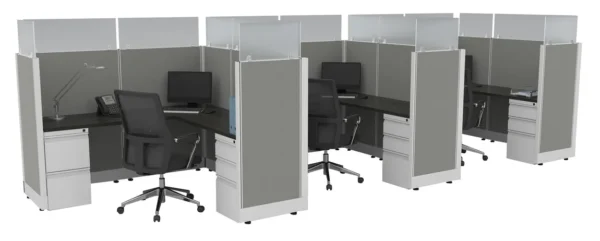 26253 3 person cubicle with glass dividers 1