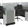 26416 3 person cubicle with glass dividers 1