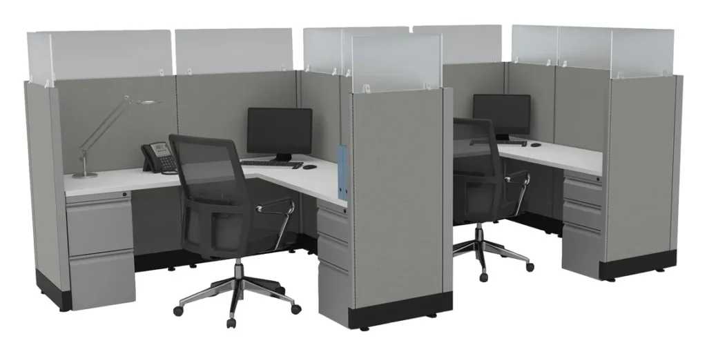 26123 2 person cubicle with glass dividers 1