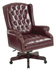 Office Star Deluxe High Back Traditional Executive Chair in Oxblood Vinyl