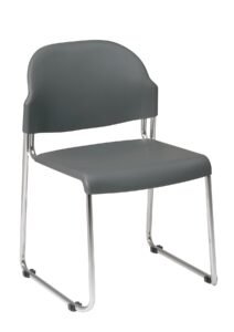 Office Star Work Smart Plastic Seat & Back Stack Chair with Chrome Frame, 4-Pack