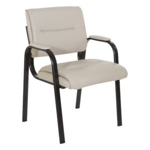 Office Star Faux Leather Guest Chair with Black Steel Frame