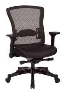 SPACE Seating Executive Mesh Back Chair with Bonded Leather Memory Foam Seat