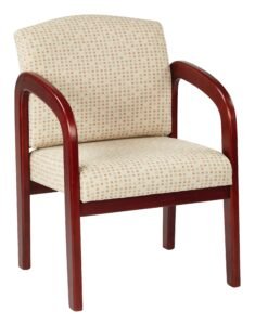 Office Star Cherry Finish Wood Guest Chair with Custom Fabric
