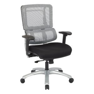 Office Star Pro-Line II Vertical Grey Mesh Back Chair with Silver Base
