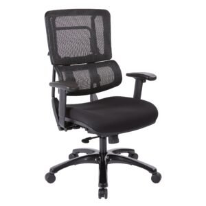 Office Star Pro-Line II Vertical Mesh Back Chair – Black Base & Coal Fabric Seat