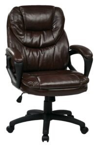 Office Star Faux Leather Manager's Chair with Padded Arms