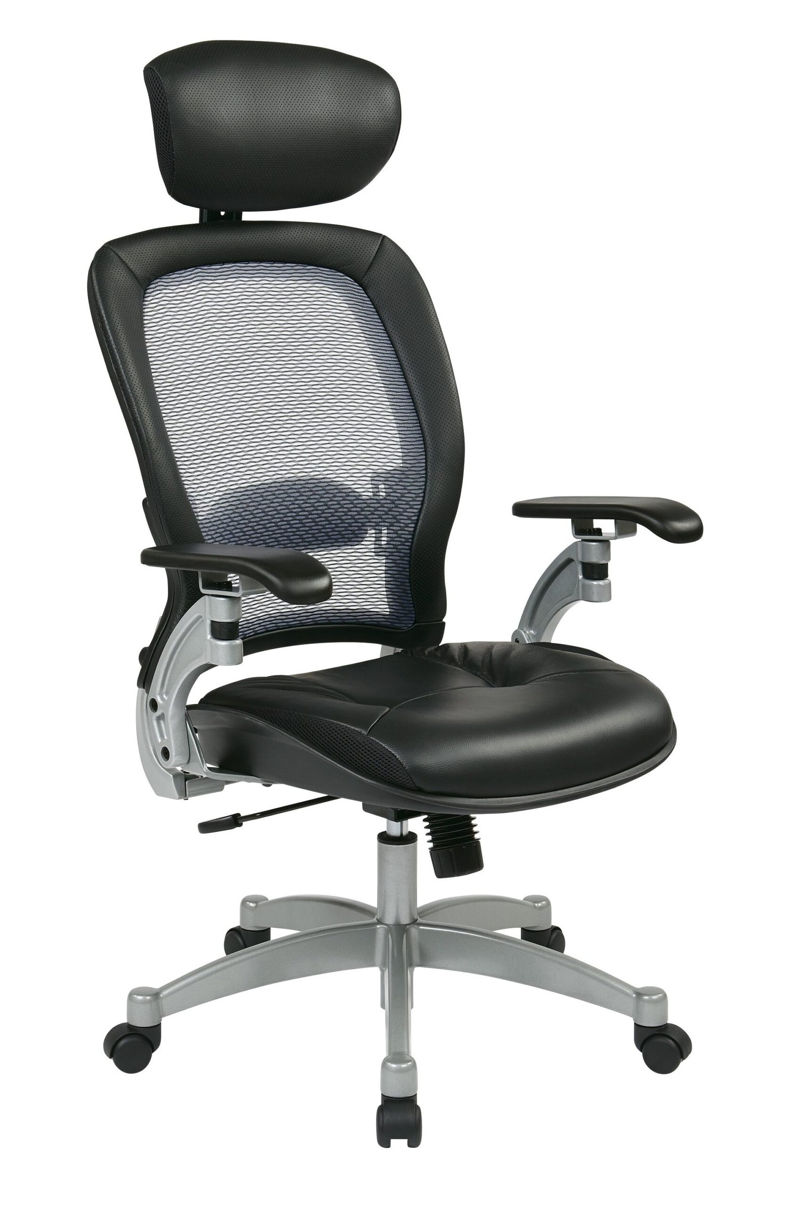 Office Star SPACE Professional Light AirGrid® Back Leather Chair with Headrest