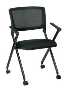 Office Star Work Smart Deluxe Mesh Back Folding Chair with Casters, 2-Pack