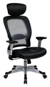 Office Star SPACE Professional Light Air Grid® Chair with Headrest and Bonded Leather Seat