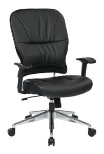SPACE Seating Black Bonded Leather Managers Chair with Aluminum Base