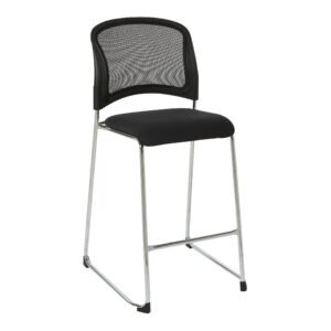 Office Star Tall Stacking Mesh Back Visitors Chair, Chrome Sled Base (2-Pack)