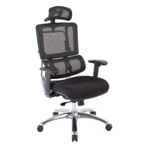 Office Star Vertical Mesh Back Chair with Headrest and Aluminum Base