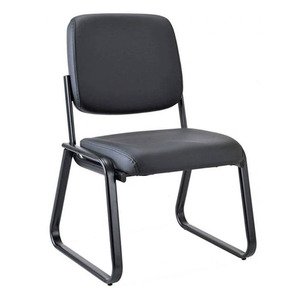 N9NE Ashton Armless Sled Base Guest Chair, Black Vinyl (2709)
