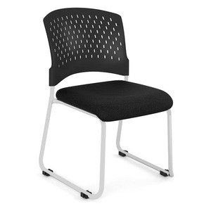 N9NE Alpha Stacking Chair with Sled Base, Black Fabric (3270)