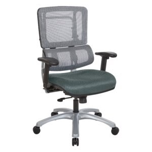 Office Star Vertical Grey Mesh Chair with Silver Base