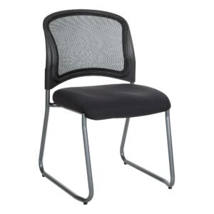 Office Star Armless ProGrid® Back Visitors Chair with Titanium Sled Base