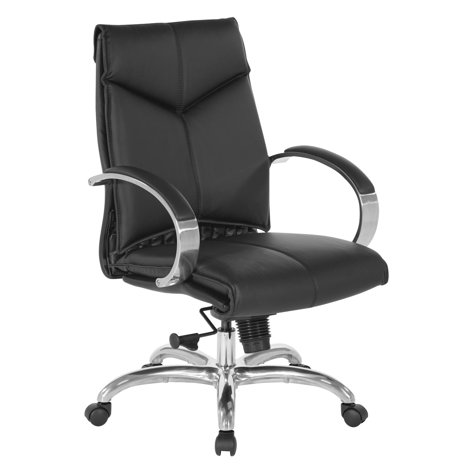 Office Star Deluxe Mid-Back Black Leather Executive Chair