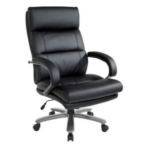 Office Star Big and Tall Bonded Leather Executive Chair, Titanium Base