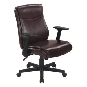 Office Star Mid Back Faux Leather Managers Chair with Flip-Up Arms