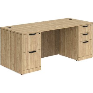 N9NE Classic Laminate Double Pedestal Desk with Two Full Pedestals