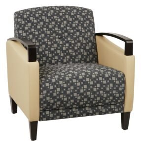 Office Star Main Street Two-Tone Fabric Accent Chair, Espresso Wood