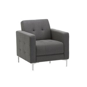 N9NE Hagen Mid-Century Club Chair with Metal Legs, Slate Fabric (9071)