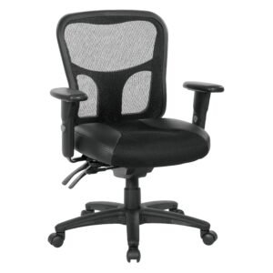 Office Star ProGrid® High Back Managers Chair with Leather & Mesh Seat