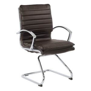 Office Star Faux Leather Guest Chair with Chrome Base