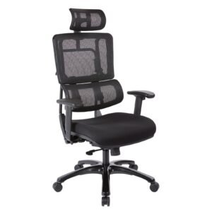 Office Star Pro-Line II Vertical Black Mesh Back Chair with Headrest
